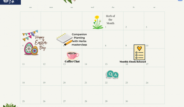 April Calendar for DIY Herbal Fellowship Members