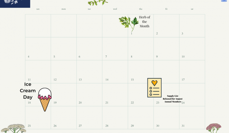 July Calendar – DIY Herb of the Month Members