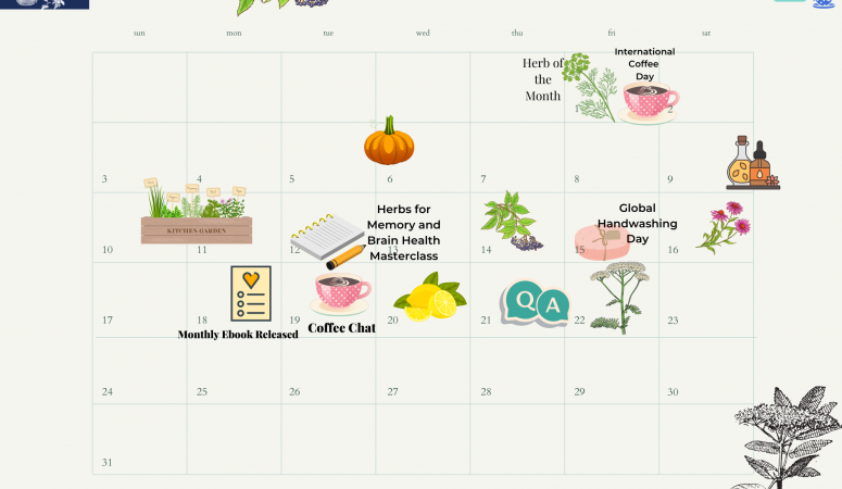 October Calendar for DIY Herbal Fellowship Members