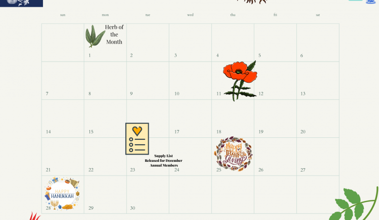 November Calendar – DIY Herb of the Month Club Members