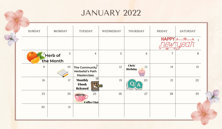 January Calendar – DIY Herbal Fellowship Members