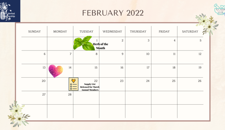 February 2022 – Herb of the Month Club Calendar