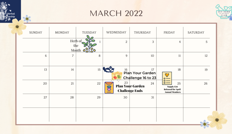 March 2022 – Herb of the Month Club Calendar