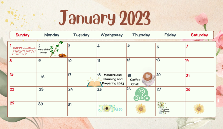 January Calendar DIY Herbal Fellowship 2023