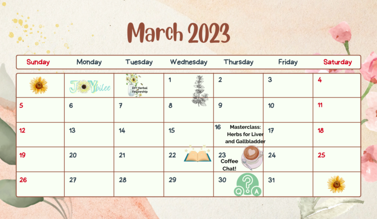 March Calendar DIY Herbal Fellowship