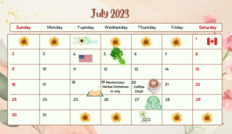 DIY Herbal Fellowship July Calendar