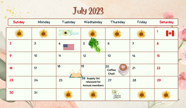 DIY Herb of the Month Club July Calendar