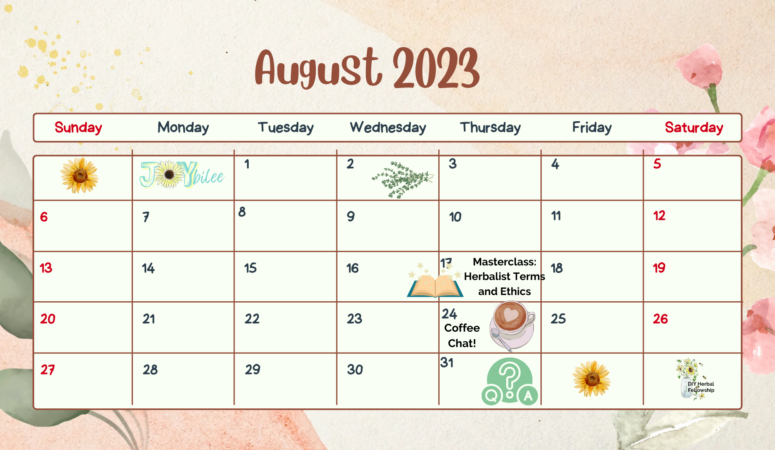 DIY Herbal Fellowship August Calendar