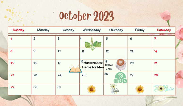 October DIY Herbal Fellowship Calendar
