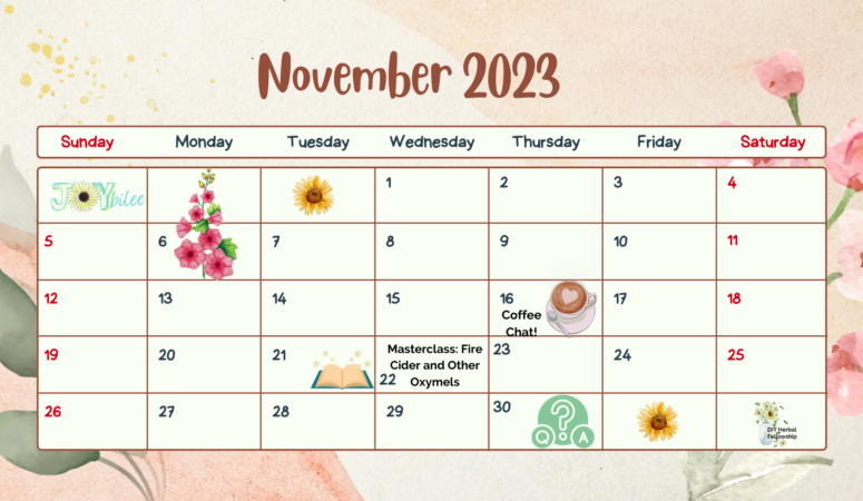 November DIY Herbal Fellowship Calendar