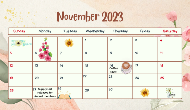 Herb of the Month Club November Calendar