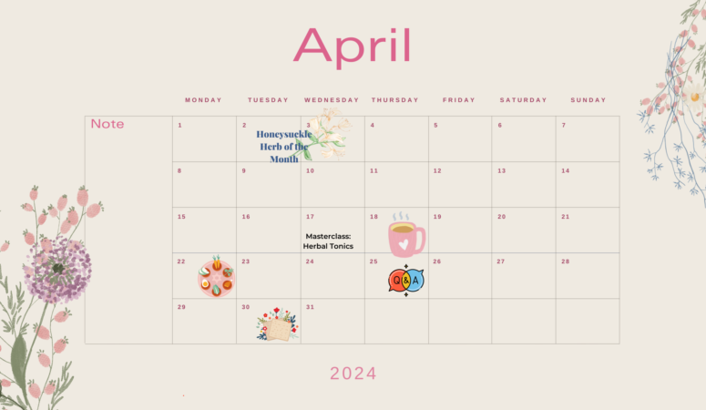 April 2024 Calendar for DIY Herbal Fellowship Members