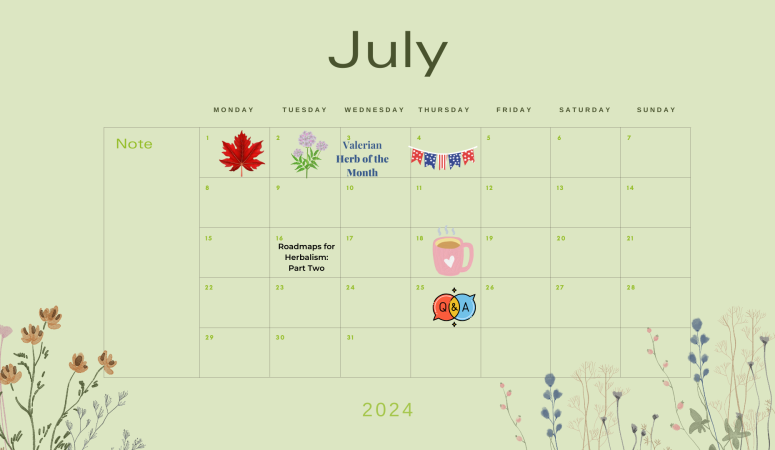 DIY Herbal Fellowship Calendar July 2024