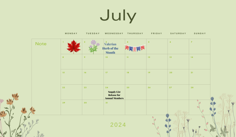 DIY Herb of the Month Club July Calendar 2024