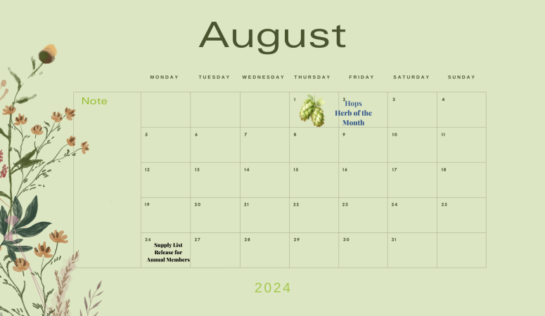 August 2024 Calendar Herb of the Month Club