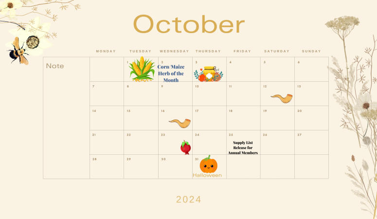 Herb of the Month Club October 2024 Calendar