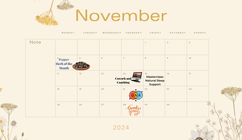 DIY Herbal Fellowship November Calendar