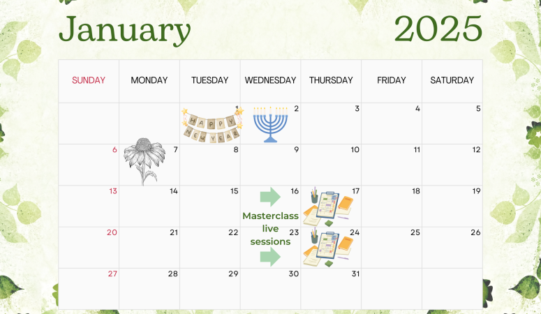 DIY Herbal Fellowship January 2025 Calendar