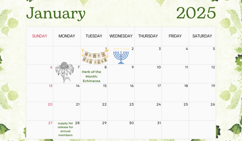 Herb of the Month Calendar January 2025