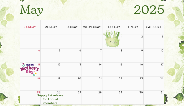 Herb of the Month Club Calendar May 2025