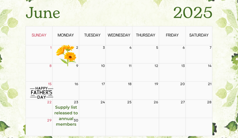 June Herb of The Month Calendar 2025