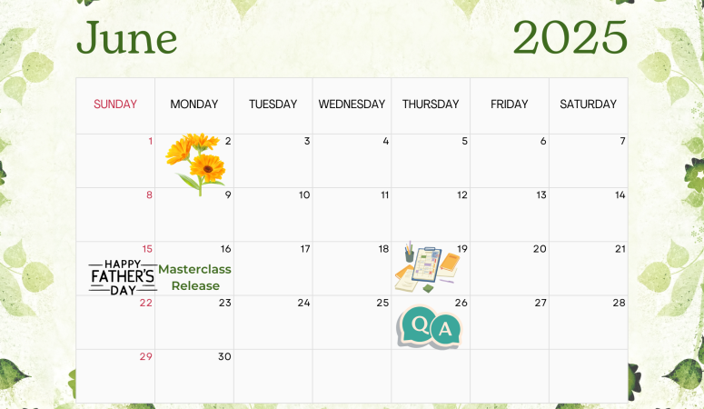 June DIY Herbal Fellowship Calendar 2025