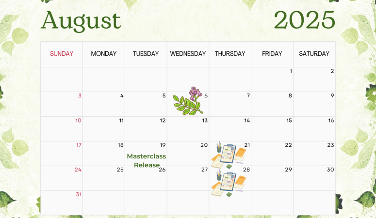 DIY Herbal Fellowship Calendar August 2025