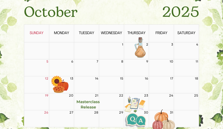 October DIY Herbal Fellowship Calendar