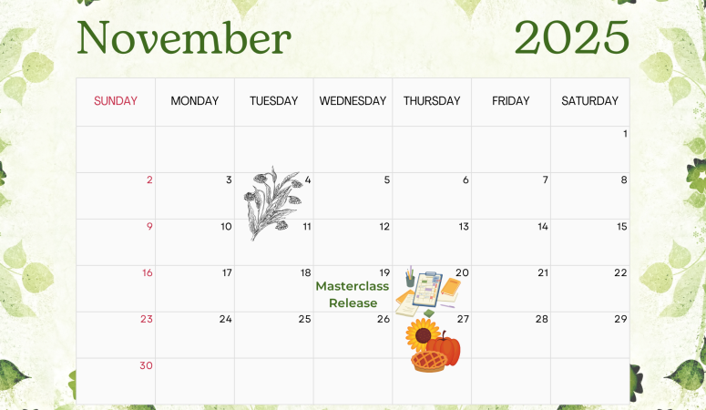 DIY Herbal Fellowship Calendar November 2025