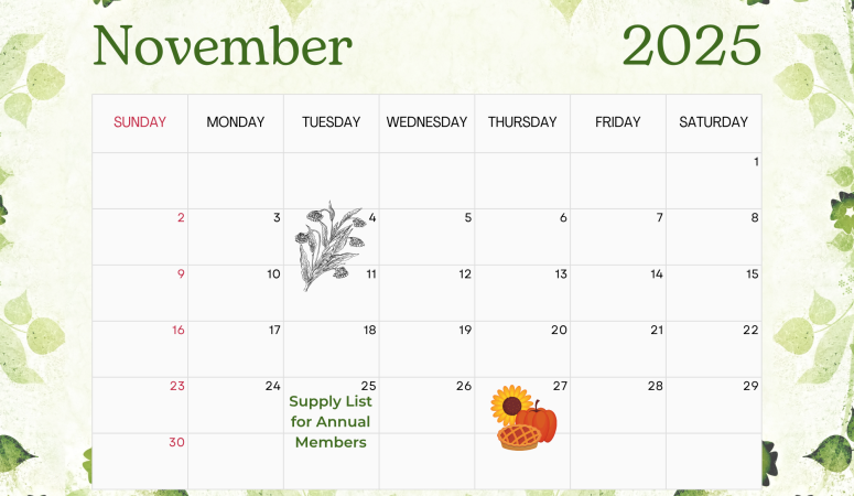 November Calendar Herb Of The Month Club 2025