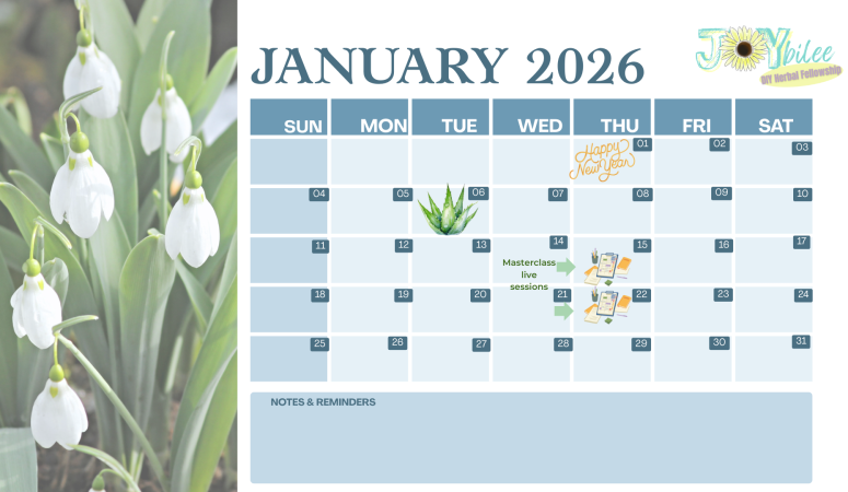 January 2026 DIY Herbal Fellowship Calendar