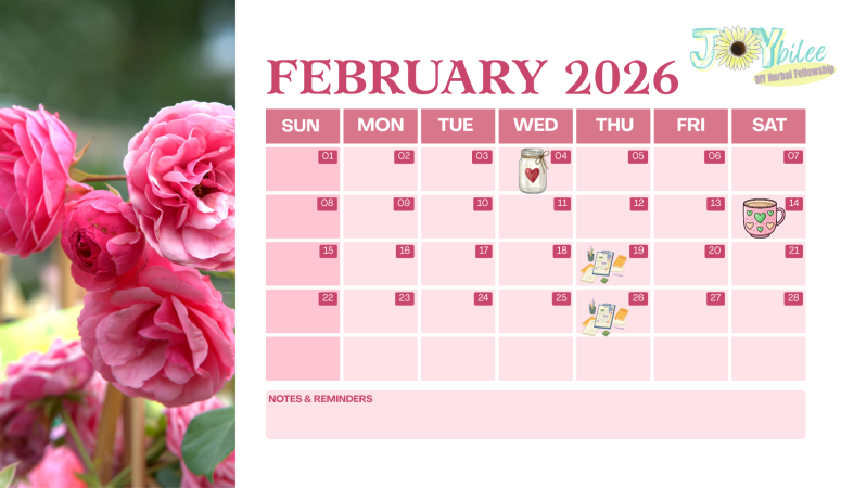 DIY Herbal Fellowship February 2026 Calendar