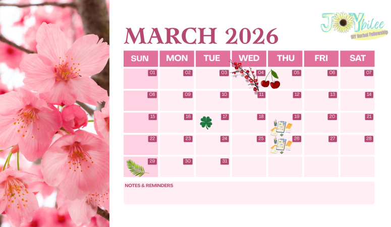 Calendar March 2026 DIY Herbal Fellowship